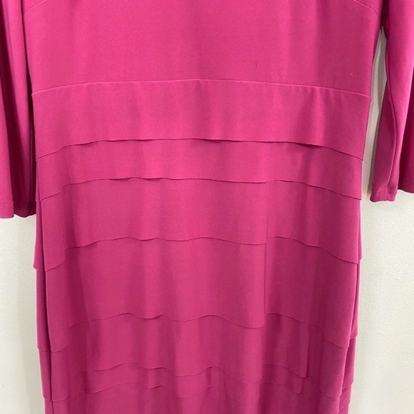 Joseph Ribkoff | Hot Pink 3/4 Sleeve Layered Dress - Picture 3 of 4